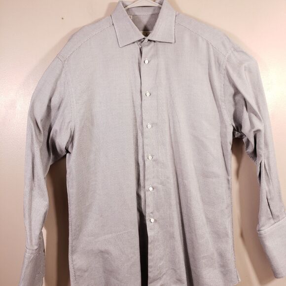 Ermenegildo Zegna Shirt Mens SIZE 16/41 Gray Button French Cuff Long Sleeve - Picture 2 of 12